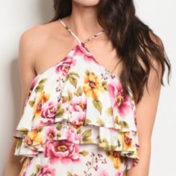 ☀️PRETTY IVORY FLORAL MAXI DRESS - Picture 3 of 9